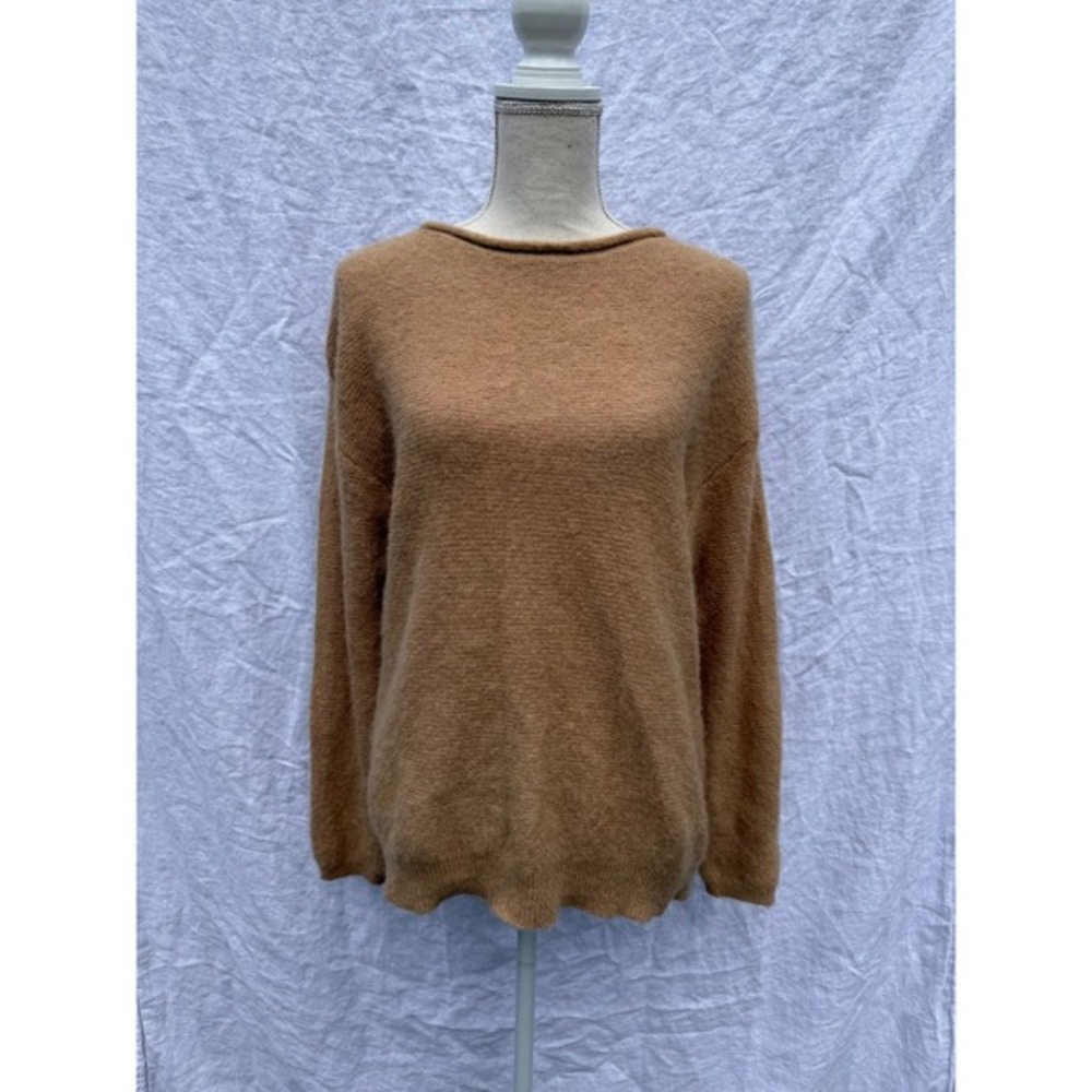 Nordstrom Signature Sweater Womens Camel Tan Alpaca Cashmere Knit Pullover XS